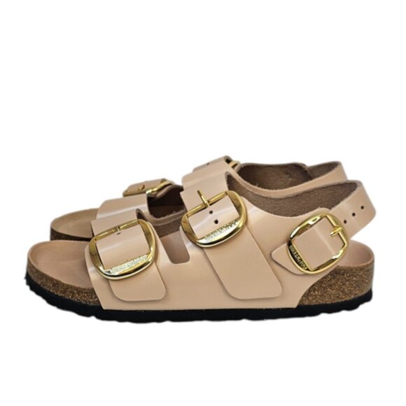 Birkenstock Milano Big Buckle High Shine Sandals, Leather, Light Sand, Size 36/5 - Picture 6 of 9